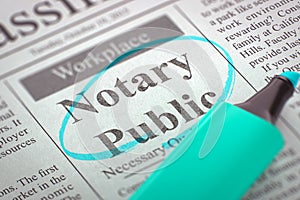 Notary Public Wanted. 3D Render. photo