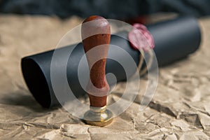 Notary seals , Notarized document concept, Confidential files , Confidential type of documents.