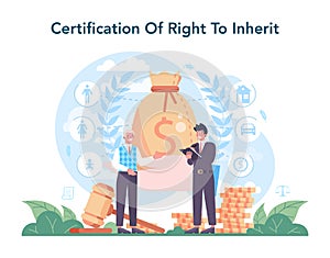 Notary service concept. Certification of a right to inherit. Professional lawyer photo