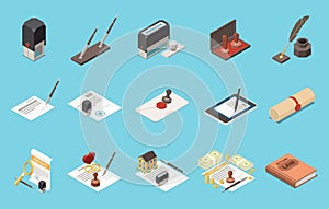 Notary Services Isometric Set