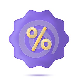 Notched stamp 3d with percent icon