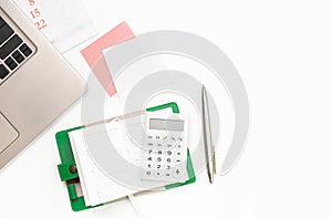 Note,blank,business financial concept on white empty space background