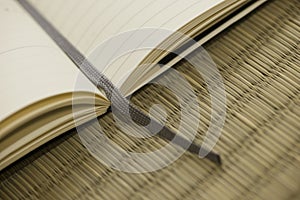 Note book with fabric bookmark