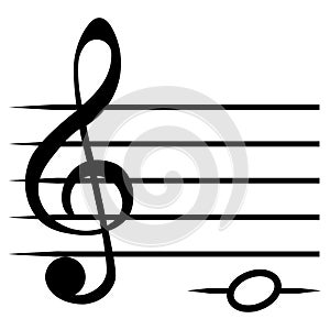 Note C DO, music staff lines G clef, solfeggio note