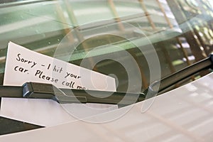 Note on a car after an accident