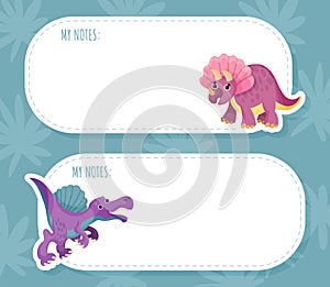 Note Card with Cute Dinosaur Animal with Pretty Snout Vector Template