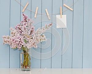 Note on the clothespin and bunch of lilac