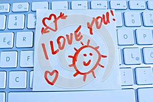 Note on computer keyboard i love you