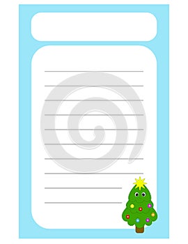 Note of cute christmas tree label illustration. Memo, paper, kindergarten, name tag, kid icon. Vector drawing. writing