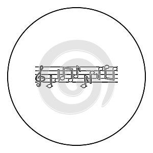 Note fret Notes icon in circle round outline black color vector illustration flat style image