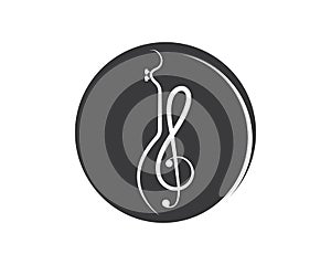 note guitar icon logo vector illustration design photo