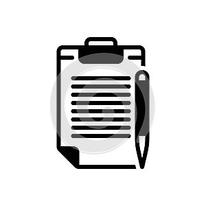 Black solid icon for Note, document and pen