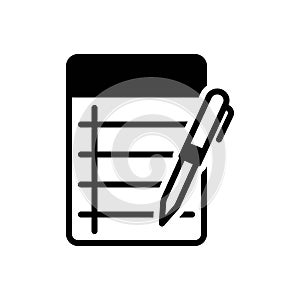 Black solid icon for Note, pen and form