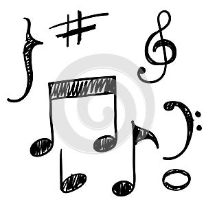 Note Music Icon Vector Design with handdrawn doodle style