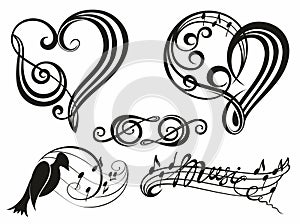 Note music icons vector isolated template. Vector illustration