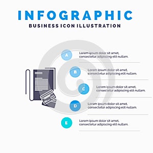 Note, Notebook, Cards, Credit,  Solid Icon Infographics 5 Steps Presentation Background