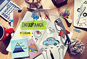 Note Pad and Insurance Concept