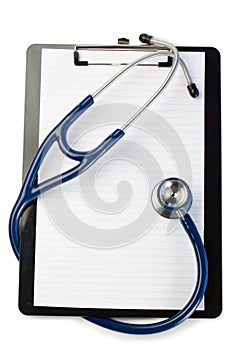 Note pad and stethoscope