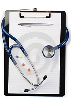 Note pad and stethoscope