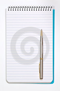 Note Pad With White Pages and Pen