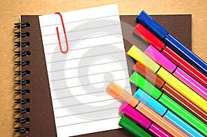 Note paper with colorful markers