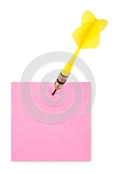 Note paper and darts arrow