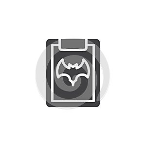 Note paper with halloween bat vector icon