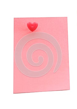 Note paper with heart pushpin