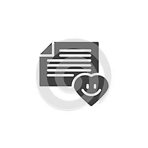 Note Paper and Heart smiley vector icon
