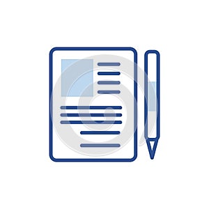 note paper and pen lineal color icon. simple vector logo illustration