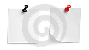 Note paper push pin message red white black