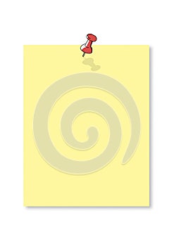 Note Paper with Red Pin on White Background Illustration
