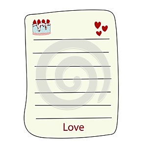 Note paper for writing down feelings for someone special.