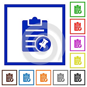 Note pin flat framed icons