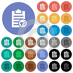 Note reading aloud round flat multi colored icons
