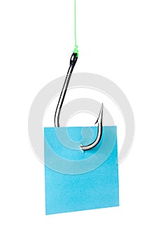 Note snagged on fishook