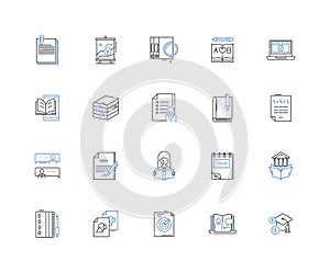 Note-taking-recording line icons collection. Scribble, Jot, Write, Note, Record, Transcribe, Document vector and linear