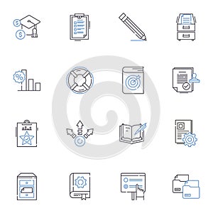 Note-taking tools line icons collection. Evernote, OneNote, Google Keep, Notion, Simplenote, Bear, Roam vector and