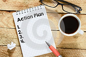 Notebook with action plan