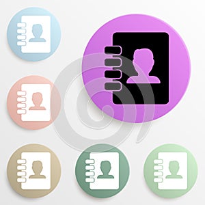 Notebook badge color set. Simple glyph, flat vector of web icons for ui and ux, website or mobile application