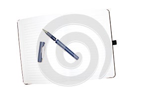 Notebook and ballpoint pen.