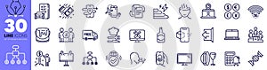 Notebook, Bureaucracy and Restructuring line icons pack. For web app. Vector