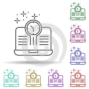 Notebook clock multi color icon. Simple thin line, outline vector of managment icons for ui and ux, website or mobile application
