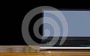 Notebook computer on a black and white background