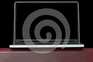 Notebook computer on a black and white background