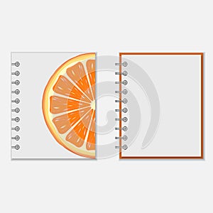 Notebook cover design with bright orange