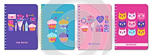 Notebook cover Valentines Day elements set wedding Valentine love concept design planner notepad