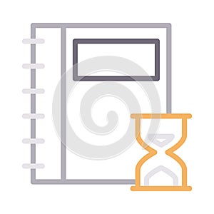 Notebook deadline thin color line vector icon