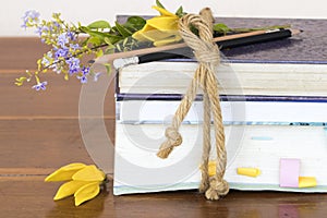 Notebook ,dictionary book and pencil of student for study