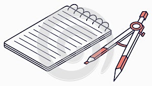Notebook with Drafting Compass, Study and Design Tools, vector design Generative AI